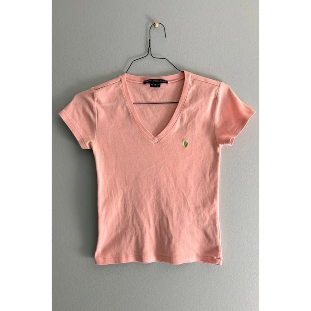 Ralph Lauren Sport Pink V-Neck Short Sleeve Top Size M